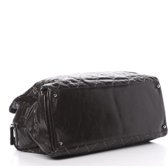 Authentic CHANEL Glazed Goatskin Double Contrast Stitch Large Tote Brown - Picture 4 of 13